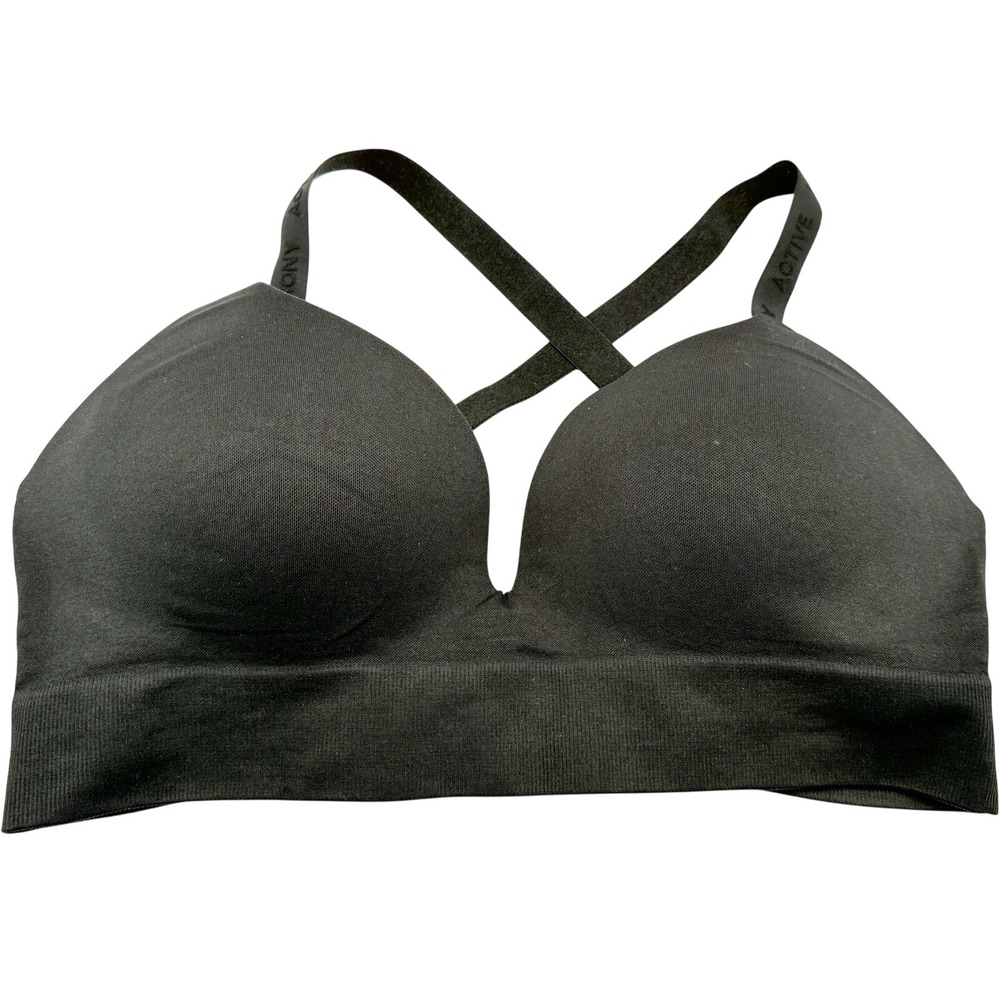 H&M Sports Bra Molded Push Up Cup Racerback L Black Athleisure